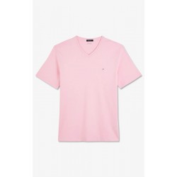 T-shirt rose col V à...
